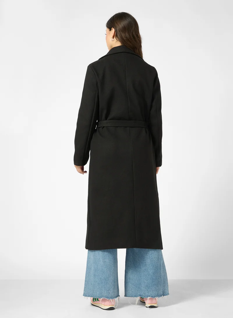 Ginger Woolen Longline Trench Coat