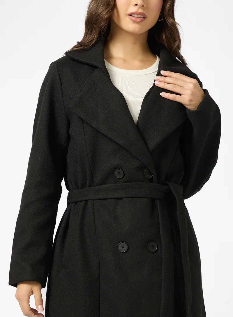Ginger Woolen Longline Trench Coat
