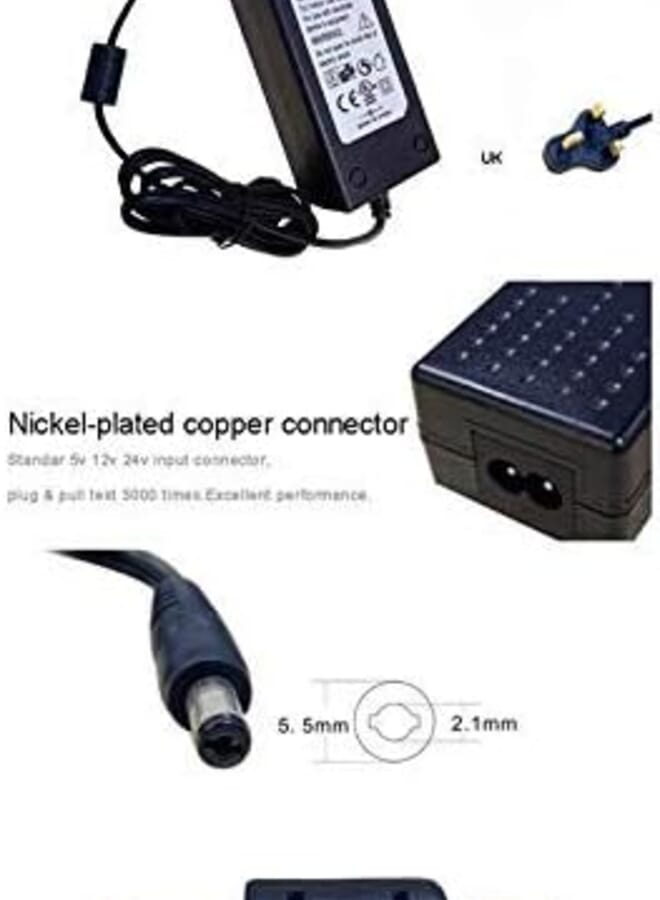 TOMVISION Power Supply Charger With Cord Cable Eu Plug Cctv Camera For Ac Adapter Dc 12V 5A 60W - Image 3