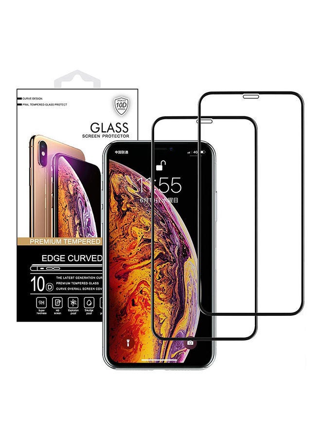 NIBEMINENT Pack Of 2 Tempered Glass Screen Protector For Apple iPhone 11 Pro Max Clear/Black - Image 1