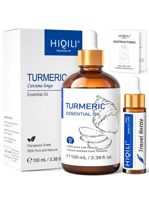 HIQILI 100ML Turmeric Oil for Face Dark Spots, Skin Lightening Problems,100% Pure, Use After Dilution- 3.38 Fl Oz