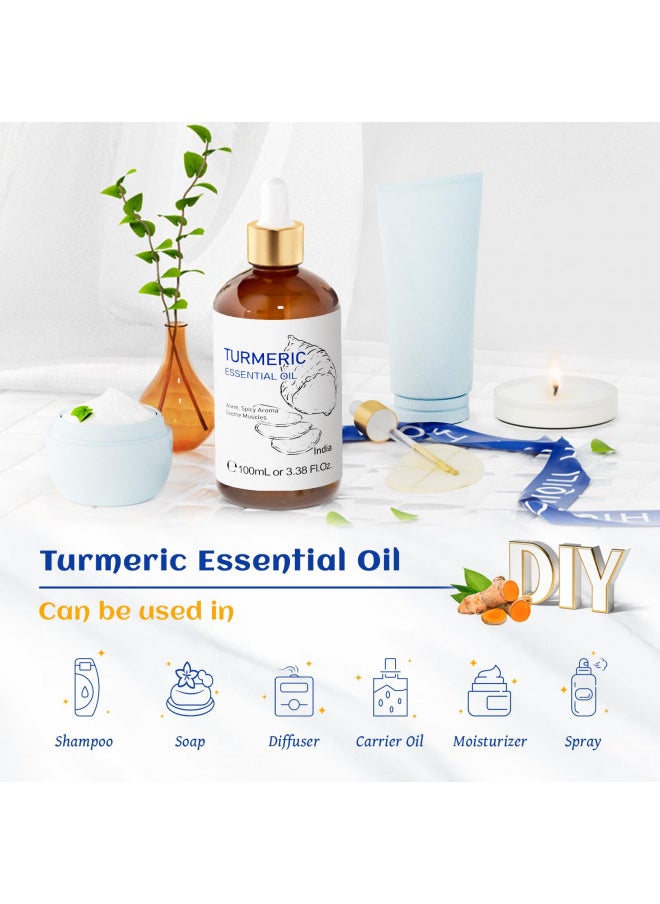 HIQILI - HIQILI 100ML Turmeric Oil for Face Dark Spots, Skin Lightening Problems,100% Pure, Use After Dilution- 3.38 Fl Oz - Image 1