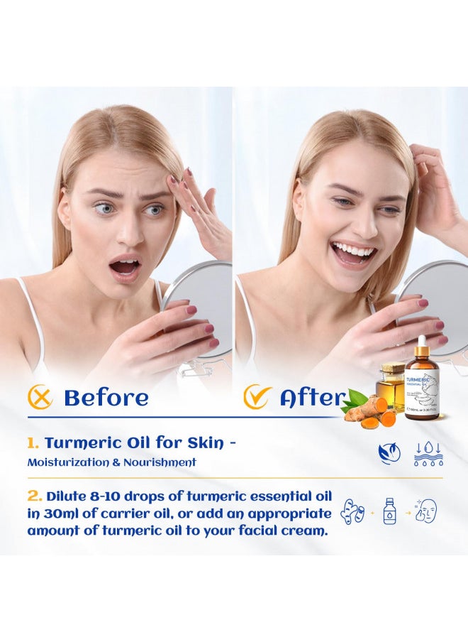 HIQILI - HIQILI 100ML Turmeric Oil for Face Dark Spots, Skin Lightening Problems,100% Pure, Use After Dilution- 3.38 Fl Oz - Image 1