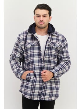 Men Hooded Plaid Jacket Shirt, Navy - pzsku/ZD0AC63E408ED9E62D9E6Z/45/_/1737642266/a6d8ad24-f2eb-4165-9887-195cb31a9d75