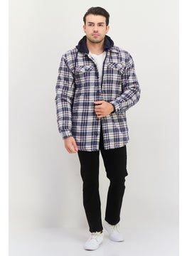 Men Hooded Plaid Jacket Shirt, Navy - pzsku/ZD0AC63E408ED9E62D9E6Z/45/_/1737642267/47fe7b2d-5fa9-4708-8414-554aab52d044