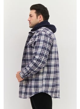 Men Hooded Plaid Jacket Shirt, Navy - pzsku/ZD0AC63E408ED9E62D9E6Z/45/_/1737642268/52a9cd1a-0a6d-498c-a69c-1a3b93ceeb27