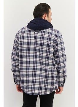 Men Hooded Plaid Jacket Shirt, Navy - pzsku/ZD0AC63E408ED9E62D9E6Z/45/_/1737642269/0889e939-c964-488a-b7b9-e8fe7cb4467f