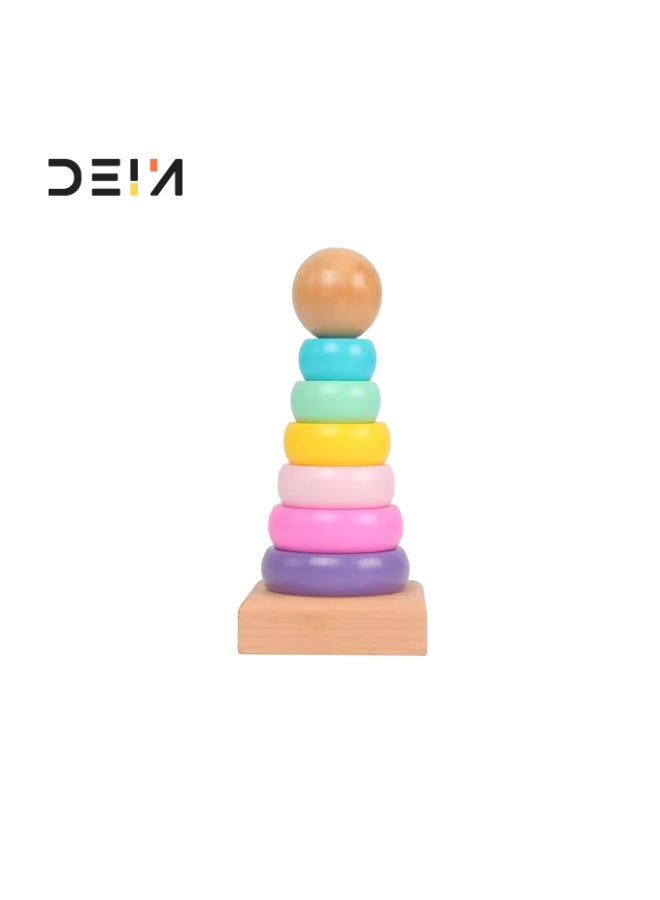 DEIN 5-Piece Kids Wooden Toy Set – Preschool Educational Learning Bundle with Xylophone, Sorting Clock, Stacking Rings & Bead Maze – Natural Wood Development Gift for Ages 3+ - Image 5