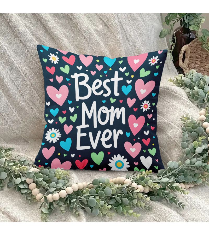 Square 20x20 Inch Polyester Pillowcase Best Mom Ever Zip Closure Machine Washable - Image 4