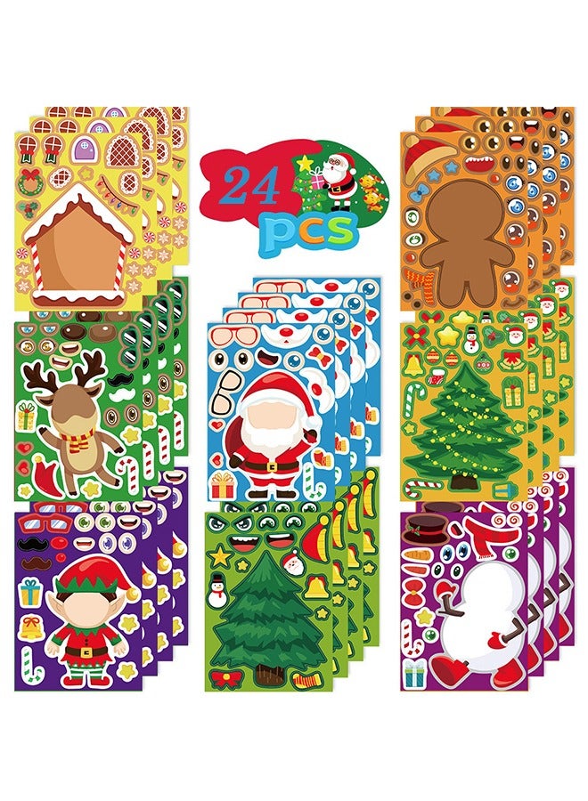 24 PCS Christmas Stickers - Toddler Stocking Stuffers | Kids Christmas Gifts for Boys Girls Grandkids,Vinyl Xmas Games Crafts Activities Party Favors Supplies - Image 1