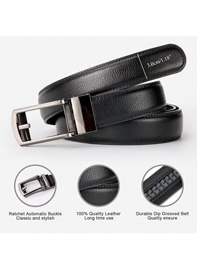 حزام رجالي مكون من قطعتين، حزام رسمي من الجلد بعرض 3 سم، مناسب للبنطلونات الرسمية والأحذية الرسمية، مقاس خصر مثالي من 60 إلى 120 سم مع مشبك أوتوماتيكي - Image 5