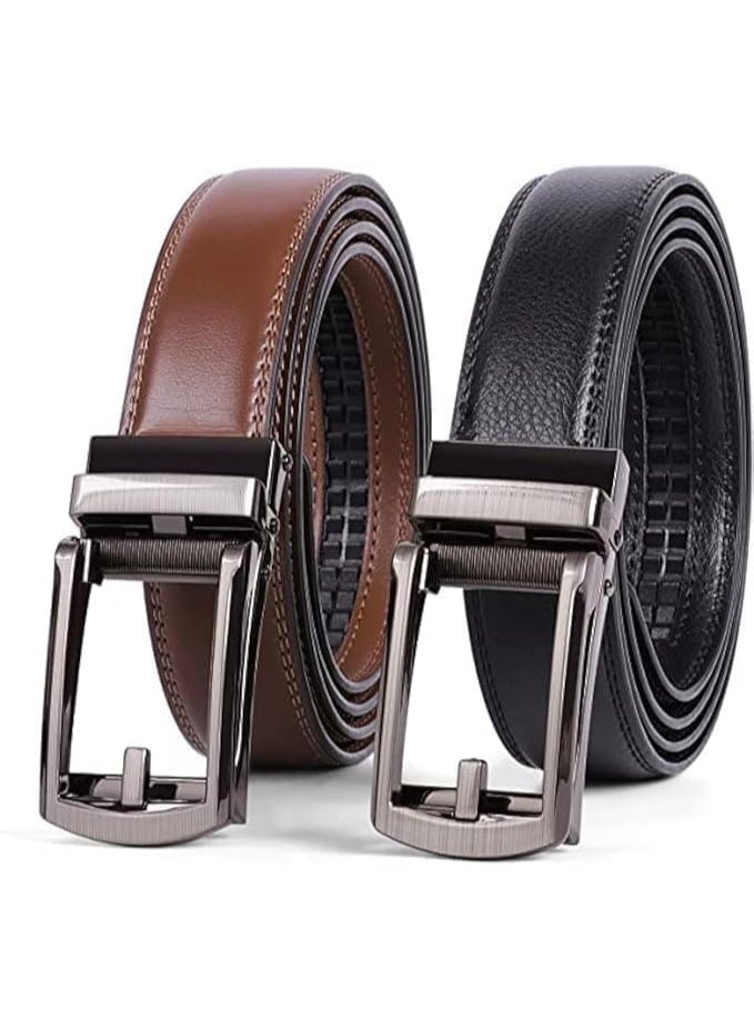 حزام رجالي مكون من قطعتين، حزام رسمي من الجلد بعرض 3 سم، مناسب للبنطلونات الرسمية والأحذية الرسمية، مقاس خصر مثالي من 60 إلى 120 سم مع مشبك أوتوماتيكي - Image 3