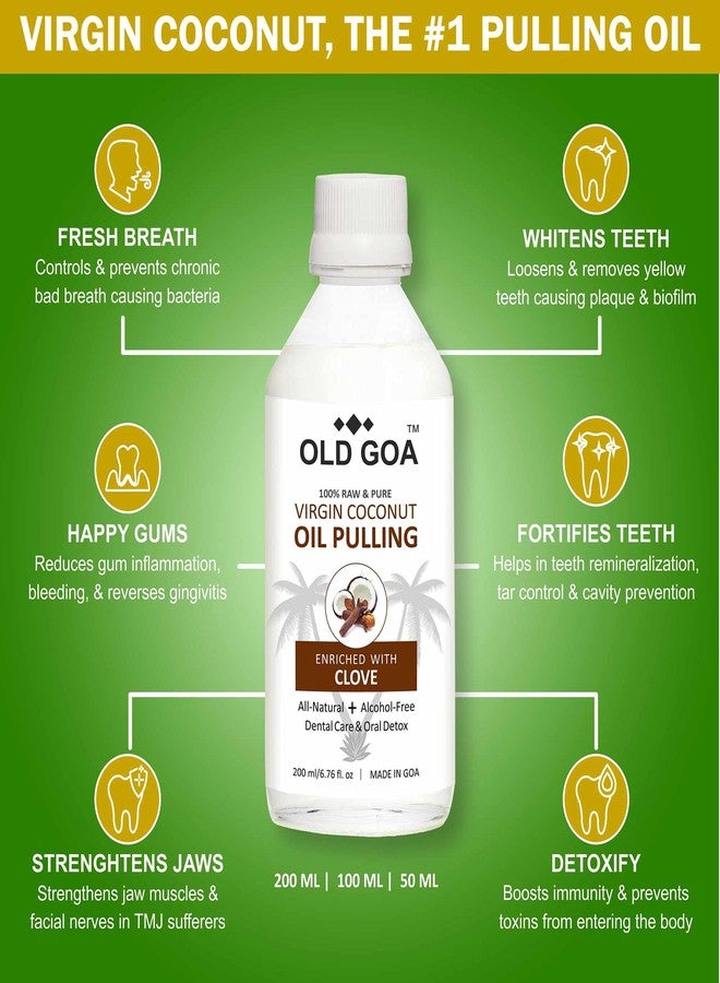 OLDGOA غسول الفم بالزيت من أولد غوا لتقوية الأسنان واللثة بزيت القرنفل | غسول الفم بالزيت لتقوية الفم واللثة والأسنان بزيت جوز الهند | منتج عضوي | قرنفل | 100 مل - Image 2