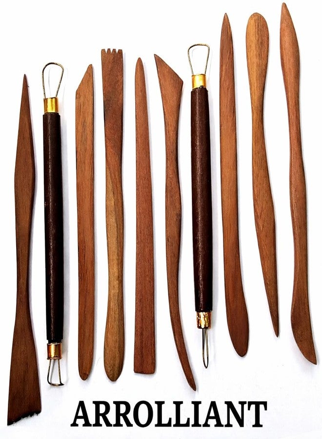 ARROLLIANT Artist Quality Clay Modelling Wooden Tool Set Craft Modelling & Sculpting Tools for Pottery, Sculptures, Polymer, Paper & Mache - 10 pcs - Image 4