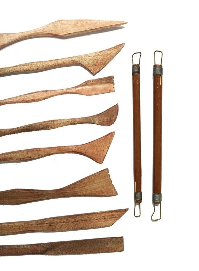 ARROLLIANT Artist Quality Clay Modelling Wooden Tool Set Craft Modelling & Sculpting Tools for Pottery, Sculptures, Polymer, Paper & Mache - 10 pcs - Image 2