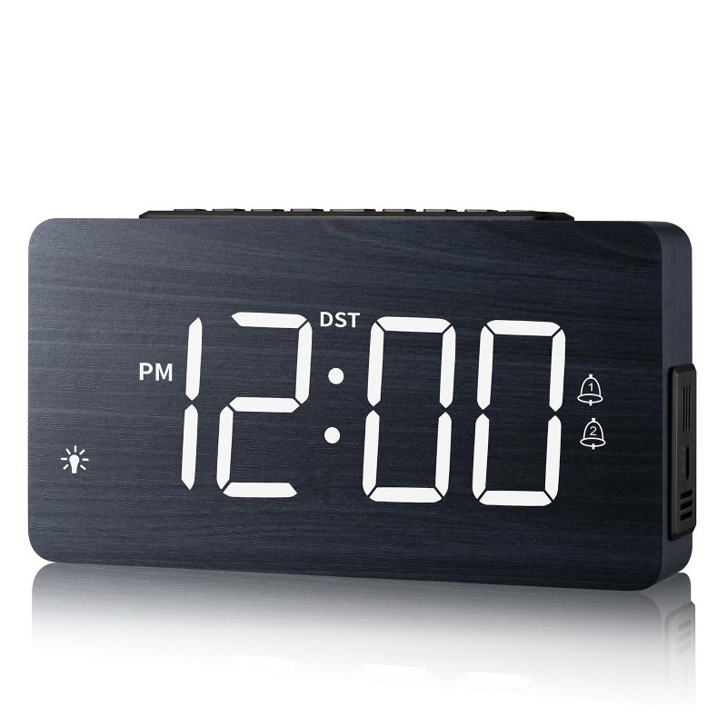 LICHI Wooden Digital Alarm Clock for Bedroomsï¼Œ Loud Alarm for Heavy Sleepers, Dual Use as Desk/Wall Clock, Adjustable Volume, Dimmer, DST - Wood Decor & Gifts - Image 1
