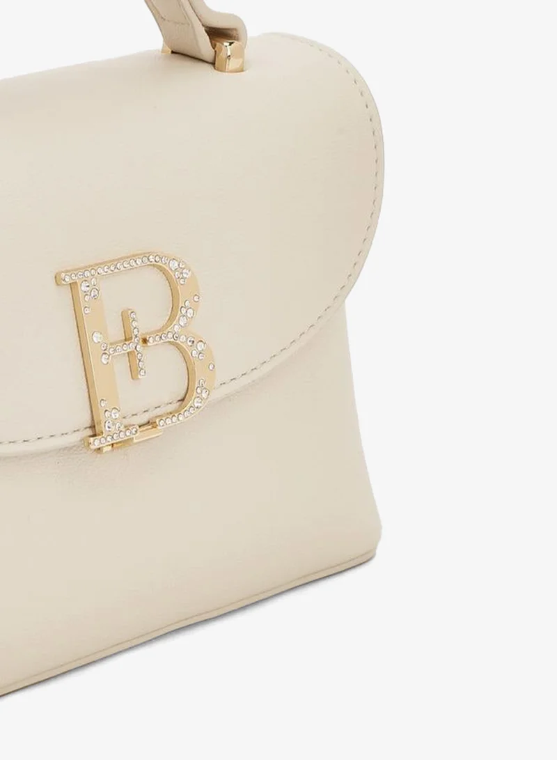 Flora Bella By Shoexpress CREAM Solid Satchel Bag With Detachable Strap And Flap Closure for Women | Best Price UAE