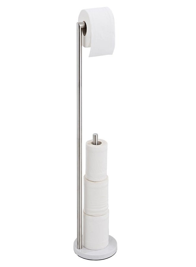 KUUBTH Marble Toilet Paper Holder Stand - Brushed Gold, Freestanding with Storage, Floor Stand, Gold Toilet Roll Holder, Standing Paper Towel Holder - Image 1
