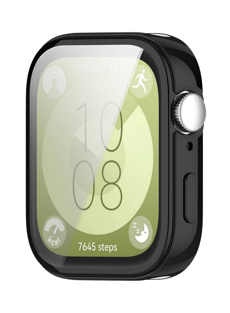 1 قطعة غلاف TPU لـ Huawei Watch Fit 3 - غطاء واقي مرن مع حماية كاملة للشاشة - اكسسوارات متوافقة مع Huawei Watch Fit 3 - لون أسود - Image 1