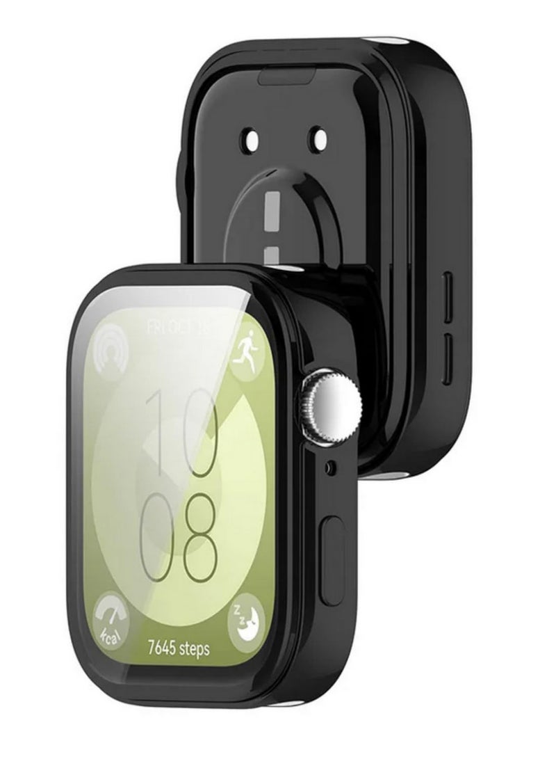 1 قطعة غلاف TPU لـ Huawei Watch Fit 3 - غطاء واقي مرن مع حماية كاملة للشاشة - اكسسوارات متوافقة مع Huawei Watch Fit 3 - لون أسود - Image 5