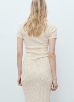 MANGO Textured Crew Neck T-Shirt  - Image 2