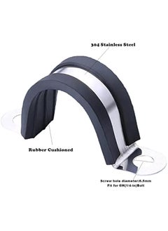 Generic 12 Pcs 45mm Rubber Pipe Strap 304 stainless steel Rubber Cushioned Cable Clamp, 2 hole u-tube strap clamp for Tube, Pipe or Wire Cord Installation  - Image 2
