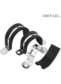 Generic 12 Pcs 45mm Rubber Pipe Strap 304 stainless steel Rubber Cushioned Cable Clamp, 2 hole u-tube strap clamp for Tube, Pipe or Wire Cord Installation  - Image 3