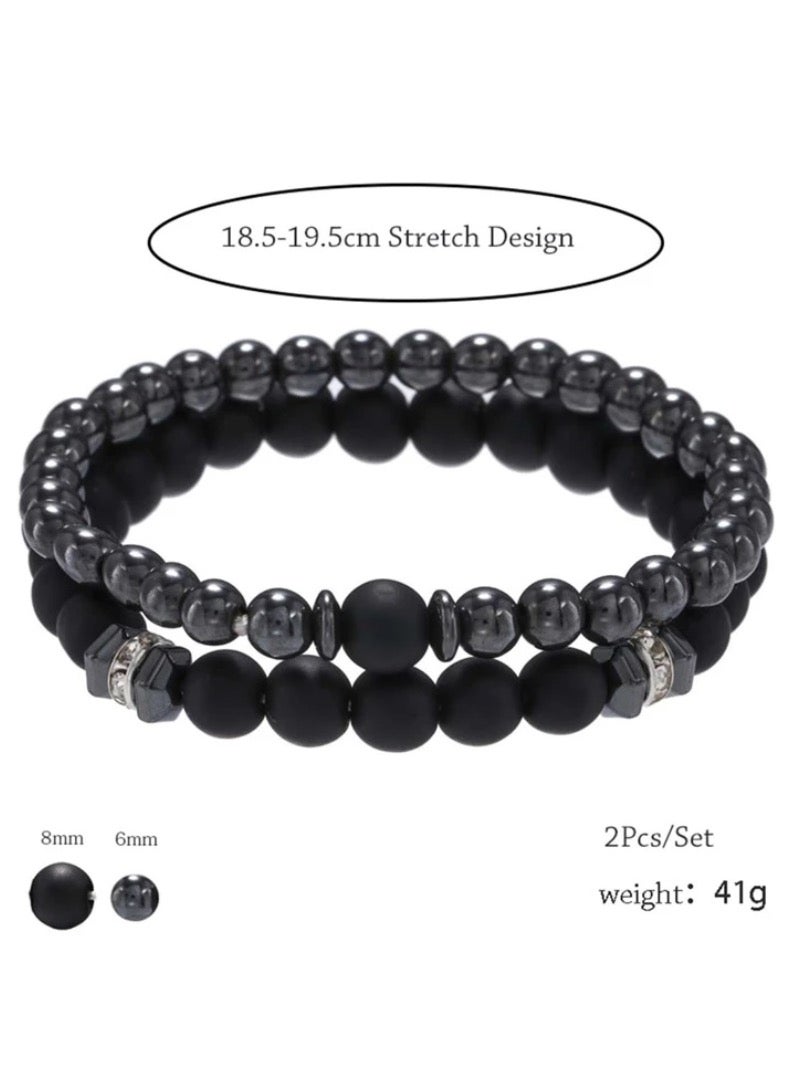 Luxury Concept 2Pcs Men’s Bracelet Made Of Stones - Image 2
