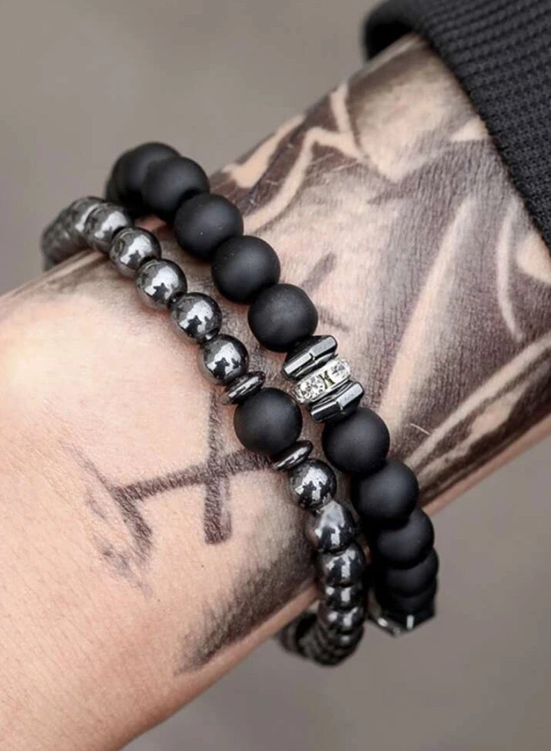 Luxury Concept 2Pcs Men’s Bracelet Made Of Stones - Image 1