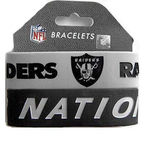 aminco سوار سيليكون مطاطي من أمينكو NFL لفريق أوكلاند رايدرز، عبوة من 2، أبيض - Image 4