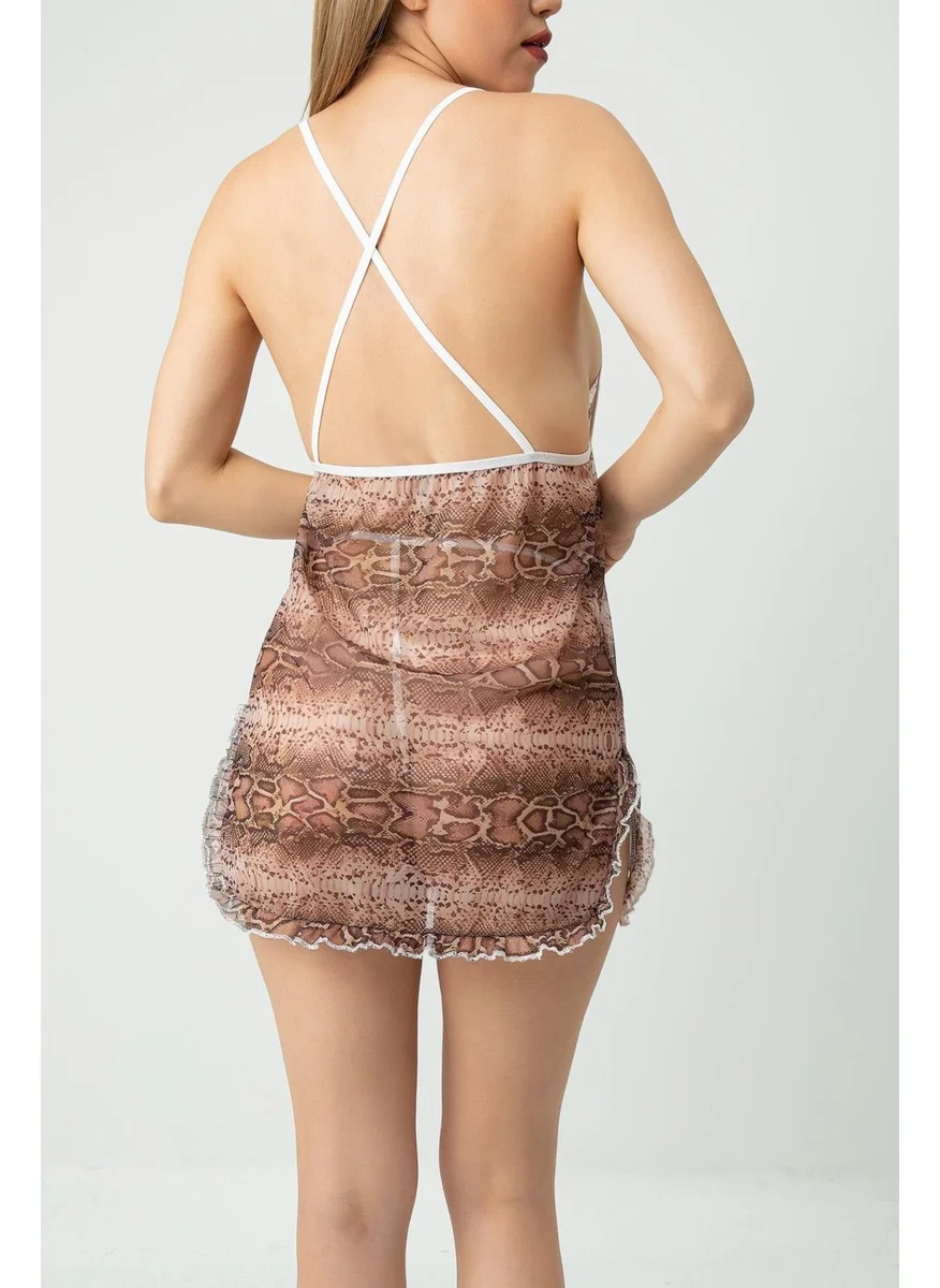 Miorre Phevos Patterned Low-cut Nightgown