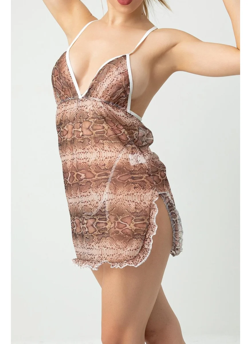 Miorre Phevos Patterned Low-cut Nightgown