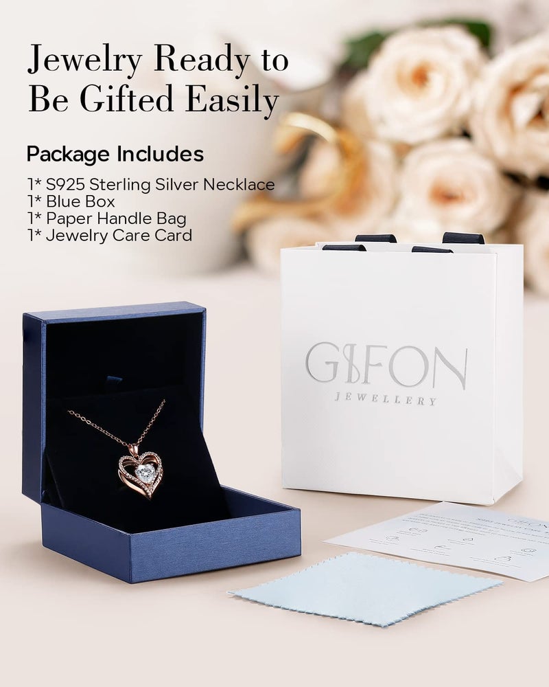 Gifon S925 Sterling Silver Necklace for Women, Jewelry for Wife Girlfriend Anniversary, Mother Gifts Necklaces, Daughter Heart Love Jewel, Gift for Her Birthday, Apr - Image 5