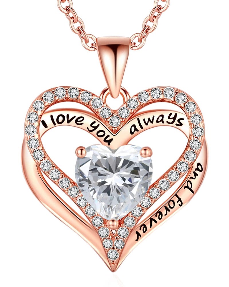 Gifon S925 Sterling Silver Necklace for Women, Jewelry for Wife Girlfriend Anniversary, Mother Gifts Necklaces, Daughter Heart Love Jewel, Gift for Her Birthday, Apr - Image 1