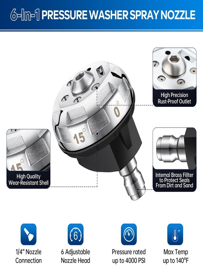 AURORA CAR Pressure Washer Nozzle, 4000 PSI Rotating Turbo Nozzle for Pressure Washer and 6-in-1 Quick Changeover Pressure Washer Nozzle, Power Washer Tips with 1/4 inch Quick Connect, 4.0 GPM 4.0 Orifice - Image 4