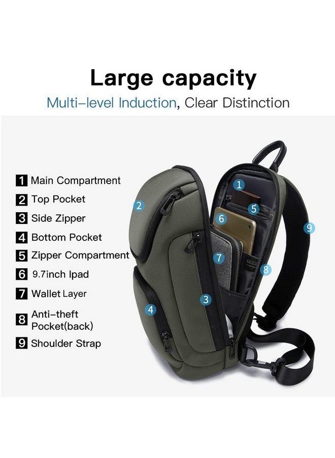 BANGE Sling Bag for Men,Shoulder bags Crossbody Sling Backpack for Men and Women, Green, Durable - Image 2