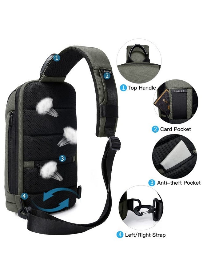 BANGE Sling Bag for Men,Shoulder bags Crossbody Sling Backpack for Men and Women, Green, Durable - Image 4