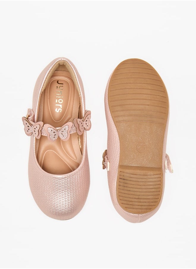 JUNIORS Girls Butterfly Accent Ballerina Shoes with Hook and Loop Closure  - Image 4