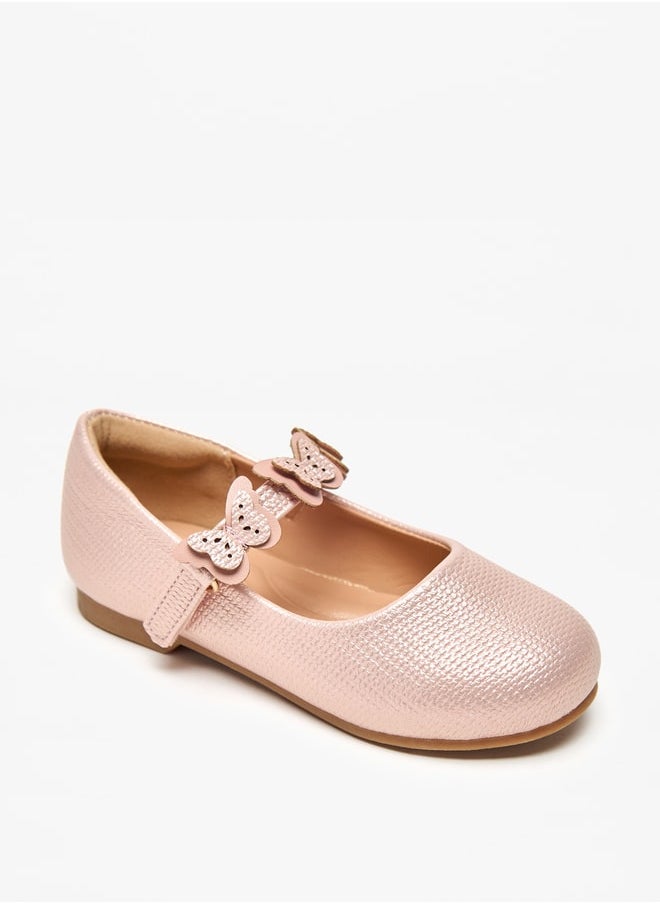 JUNIORS Girls Butterfly Accent Ballerina Shoes with Hook and Loop Closure  - Image 5