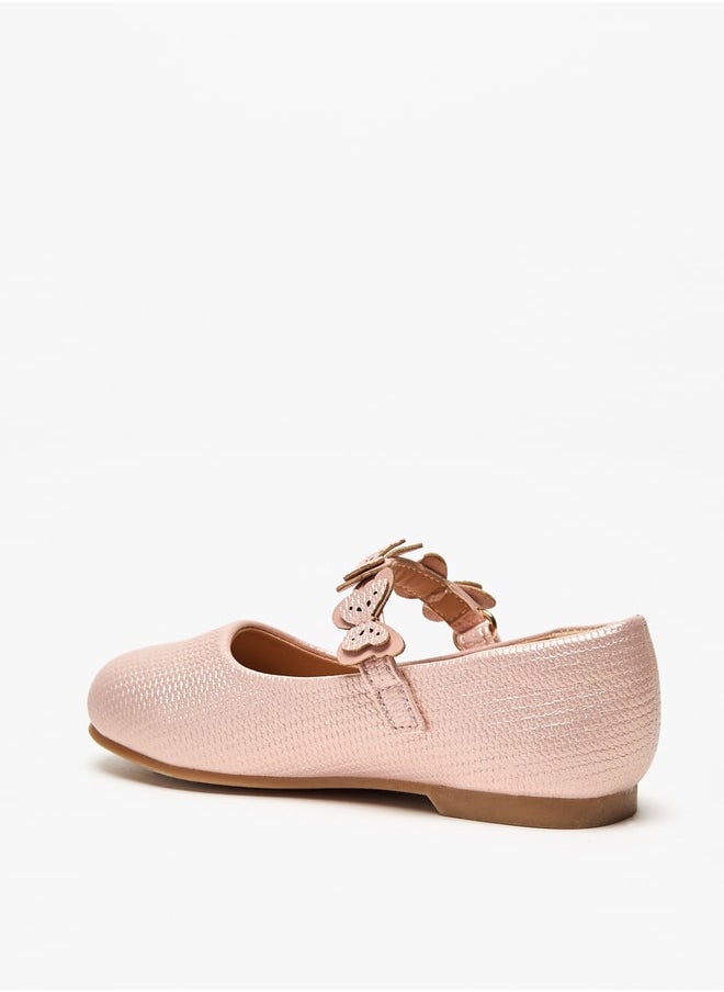 JUNIORS Girls Butterfly Accent Ballerina Shoes with Hook and Loop Closure  - Image 2