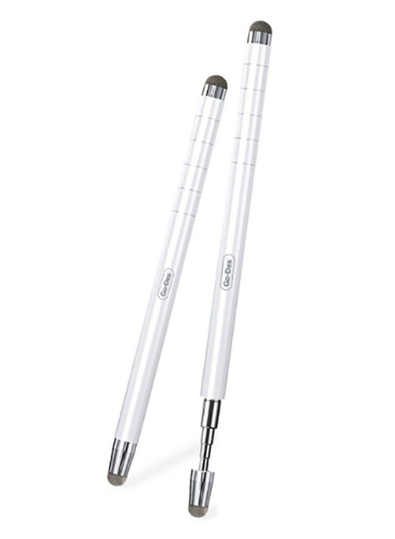 GO-DES GD-P1127 Universal Extendable Telescopic Touch Pen – Stylus for Phones & Tablets – High-Precision Tip for Smooth Navigation & Drawing – Compact, Lightweight Design – White - Image 1