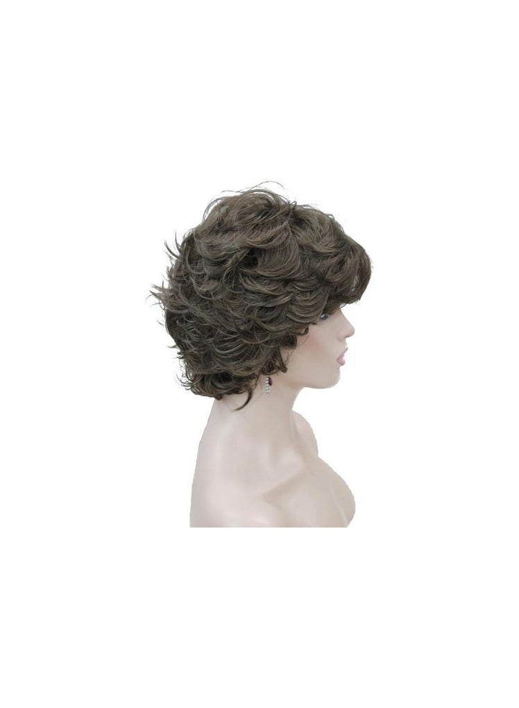 باروكة شعر صناعي قصير مموج بني فاتح اللون  الشعر الحراري - Image 2