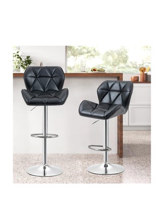 Bar Stool Set of 2, Chrome Base, PU Leatherette Upholstered High Back Bar Stool, Height Adjustable Swivel Bar Stool, Counter Height Modern Bar Stool for Home Kitchen Island, Black - pzsku/ZD0ACFFEF03EBF251E716Z/45/1746211696/c07a41da-c7ad-4cb0-b30b-31277358ee80