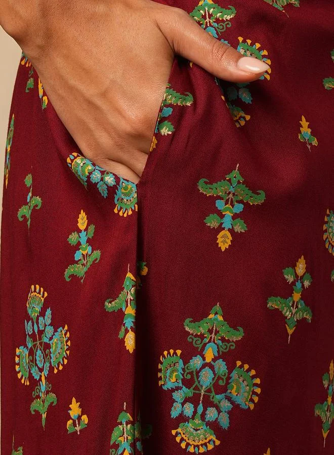 جلو باص Printed Mirror Work Top and Pants Co-Ords by Styli