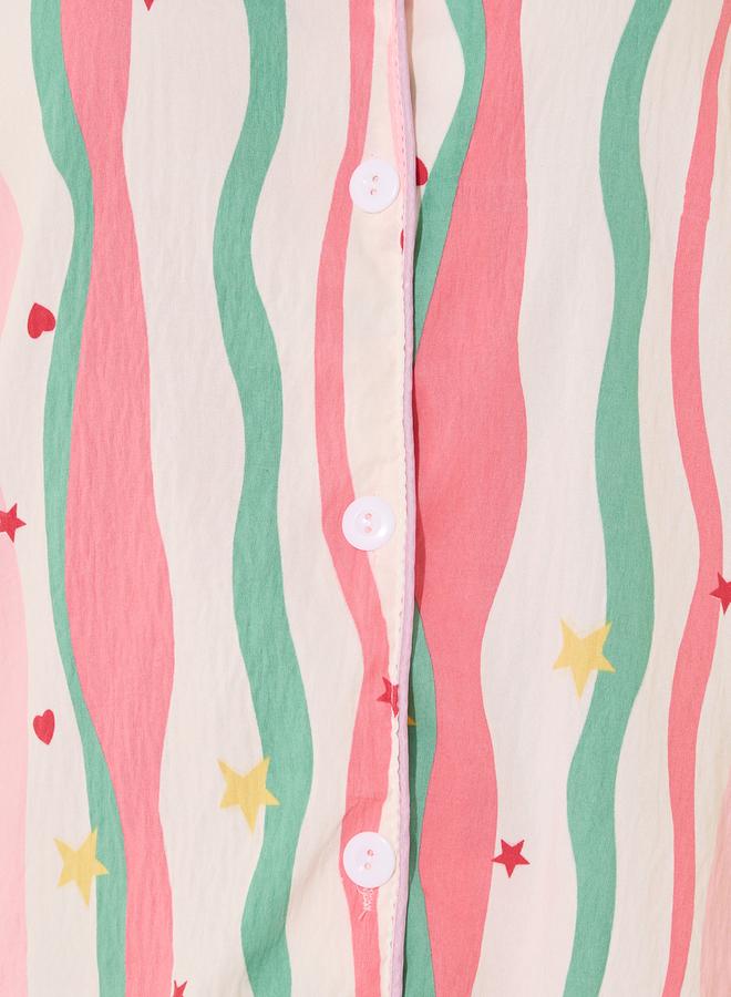 Take Two Printed Long Sleeve Shirt and Pyjama Set - Image 4