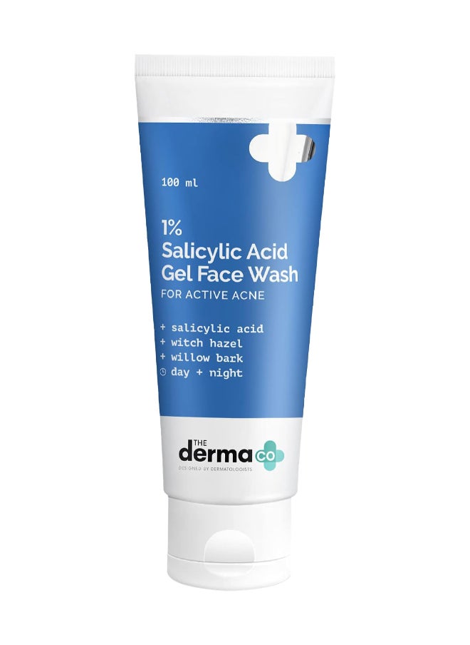 The Derma Co 1% Salicylic Acid Gel Face Wash With Salicylic Acid & Witch Hazel For Active Acne - 100 ml 