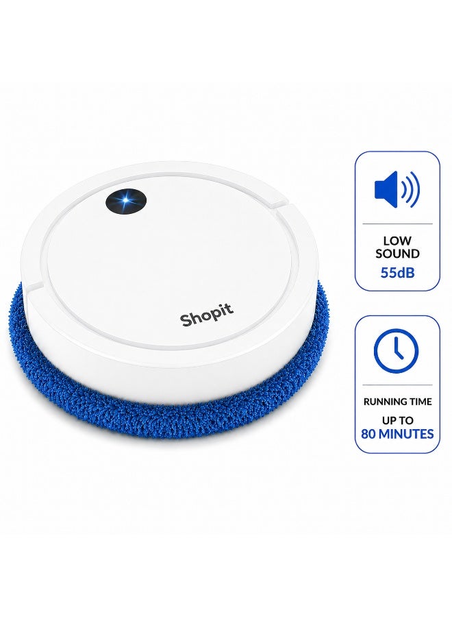 Automatic Robot Vacuum Cleaner & Smart Mop – Low Noise Robot Vacuum and Mop with Strong Suction, USB Rechargeable Intelligent Sweeping Robot for Home, Office & Pet Hair Cleaning (White)