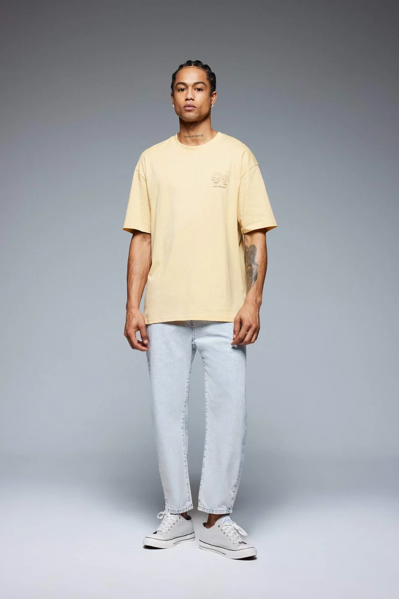 ديفاكتو Rick and Morty Boxy Fit Back Printed Cotton T-Shirt