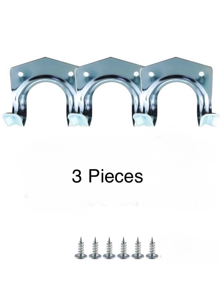 This 7-piece set includes 4 self-adhesive wall hangings in a transparent color, ideal for hanging pictures without nails or drilling. They can also be used to hang keys or other items, offering versatile functionality. The set also includes 3 heavy-duty, double-sided metal hooks with screws for secure mounting. Made of strong, durable, rust-resistant galvanized iron in a silver finish, these U-shaped hooks are designed to hold and organize large and heavy tools. The hook's curved front prevents tools from slipping, ensuring stability for years of use. The hooks are resistant to bending or warping and can support up to a maximum weight of 10 kg. Suitable for garages or gardens, these hooks can hold heavy garden tools such as shovels, brooms, axes, wires, hoses, ladders, tools, weights, and steps. They are perfect for hanging and organizing items in gardens, balconies, garages, workshops, warehouses, gyms, and barns. - Image 3