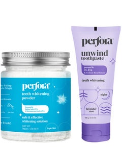 Perfora Perfora Teeth Whitening Powder & Lavender Rose Toothpaste Combo | Active Freshness Cavity Prevention & Teeth Whitening | Enamel Safe & Effective | Whitener For Complete Oral Care & Superior Cleaning  - Image 1